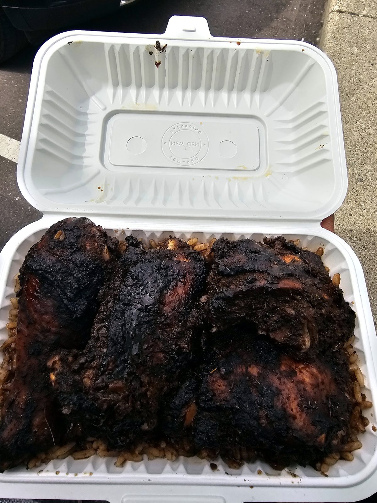 Tray of jerk chicken